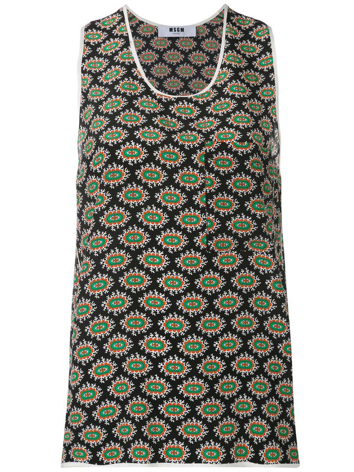 Msgm - Printed Tank - Women - Silk - 40, Black, Silk