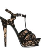 Saint Laurent Tribute Sandals, Women's, Size: 35.5, Black, Leather/cotton