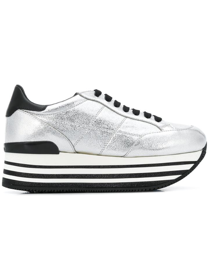 Hogan Lace-up Platform Trainers - Metallic