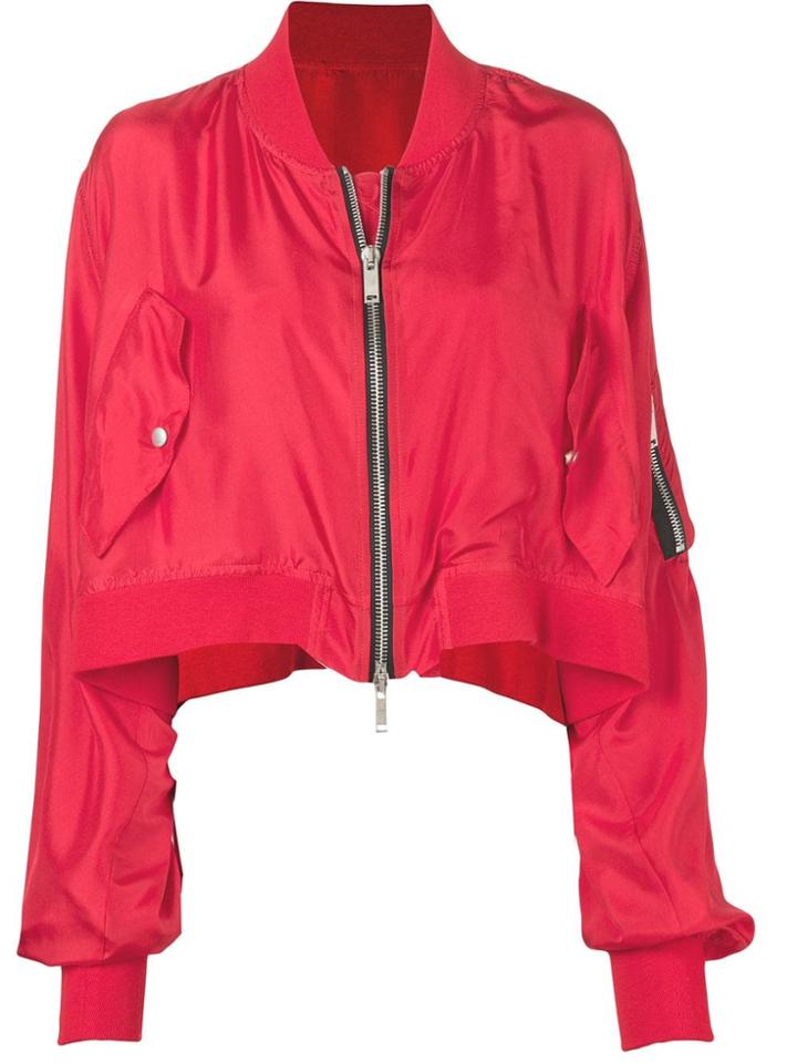 Unravel Project Cropped Bomber Jacker - Red