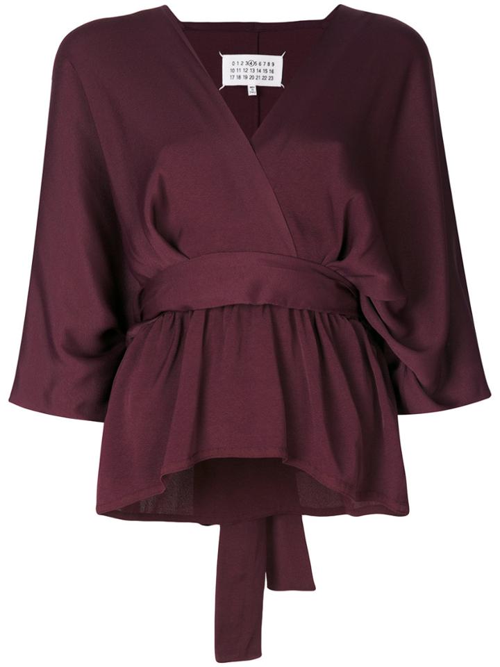 Maison Margiela Tie Waist V-neck Blouse - Pink & Purple