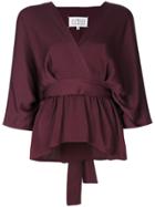 Maison Margiela Tie Waist V-neck Blouse - Pink & Purple