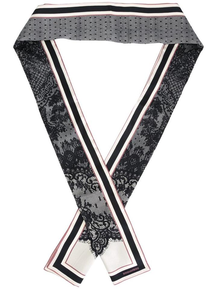 Dsquared2 Lace Print Scarf, Women's, Black, Silk