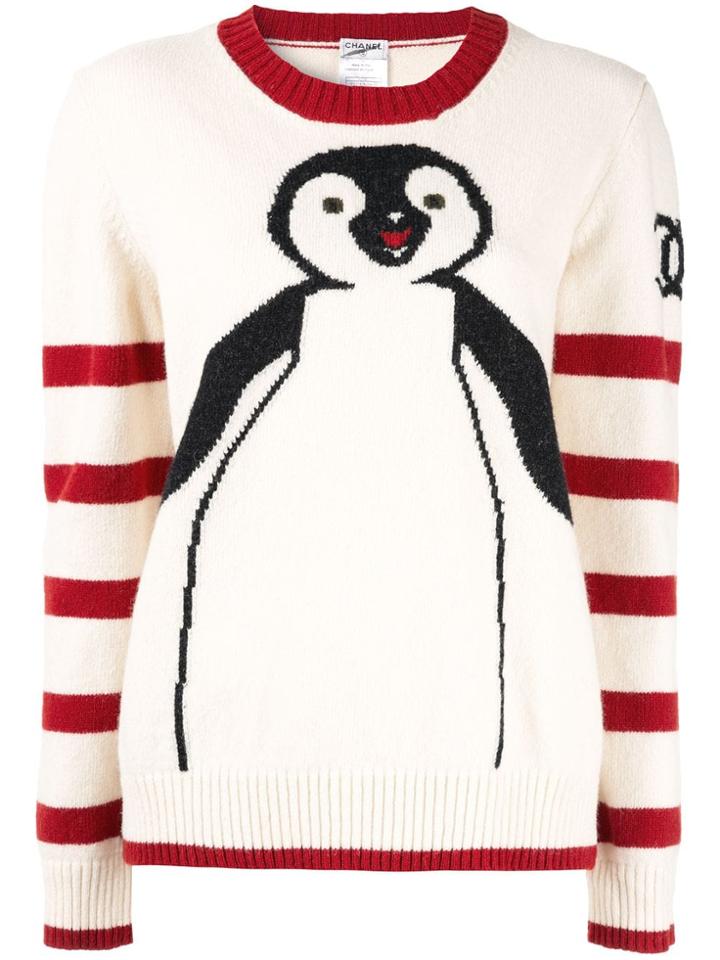 Chanel Pre-owned Cc Logo Penguin Knit Sweater - Yellow