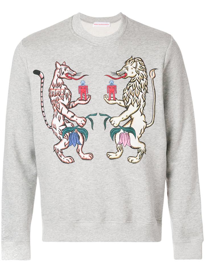 Walter Van Beirendonck Lion Print Sweatshirt - Grey