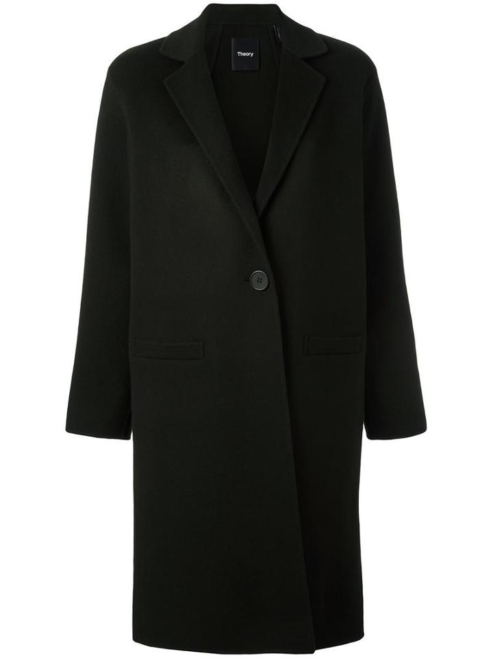 Theory Single Breasted Coat, Women's, Size: Small, Green, Polyester/polyurethane/cashmere/wool