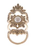 Marchesa Notte Crystal Embellished Finger Ring - Metallic