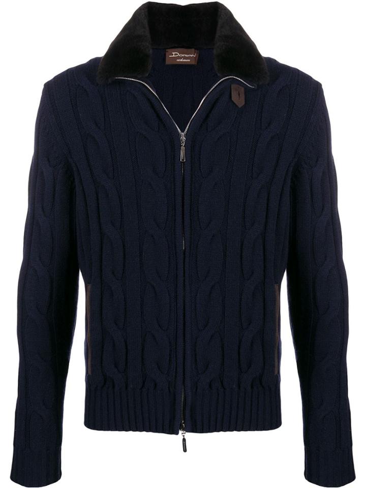 Doriani Cashmere Cable Knit Cardigan - Blue