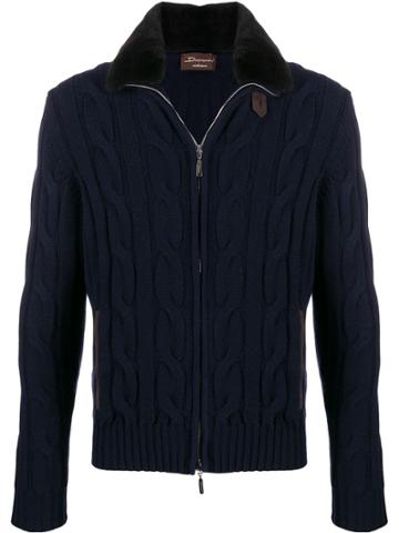 Doriani Cashmere Cable Knit Cardigan - Blue