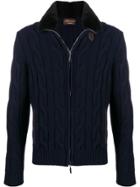 Doriani Cashmere Cable Knit Cardigan - Blue