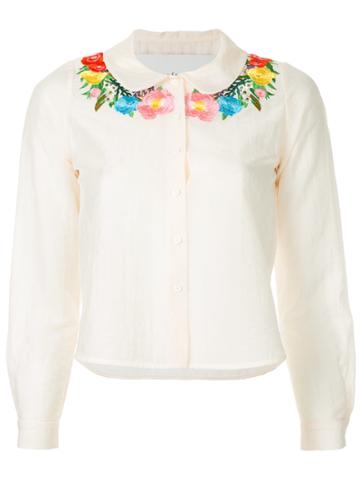 Writtenafterwards Floral Embroidery Shirt - White
