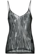 Saint Laurent Knitted Transparent Tank Top, Women's, Size: Medium, Black, Viscose