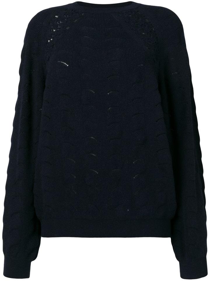 See By Chloé Lace Crochet Knit Sweater - Blue