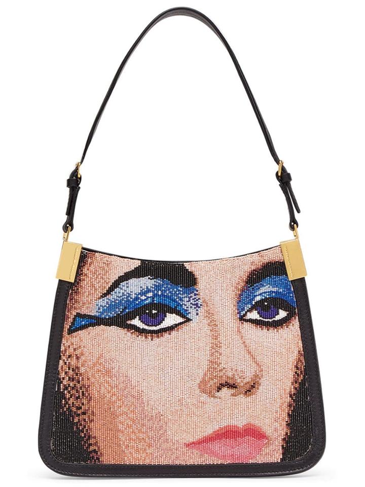 Marco De Vincenzo Starry Faces 1983 Beaded Shoulder Bag - Black
