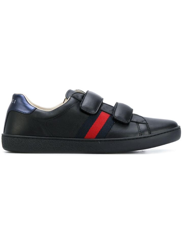 Gucci Kids Double Strap Sneakers - Black