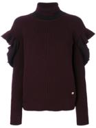 Versace Ruffle-trimmed Turtleneck Knit - Pink & Purple