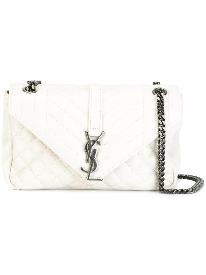 Saint Laurent Small Monogram Collège Satchel Bag - White
