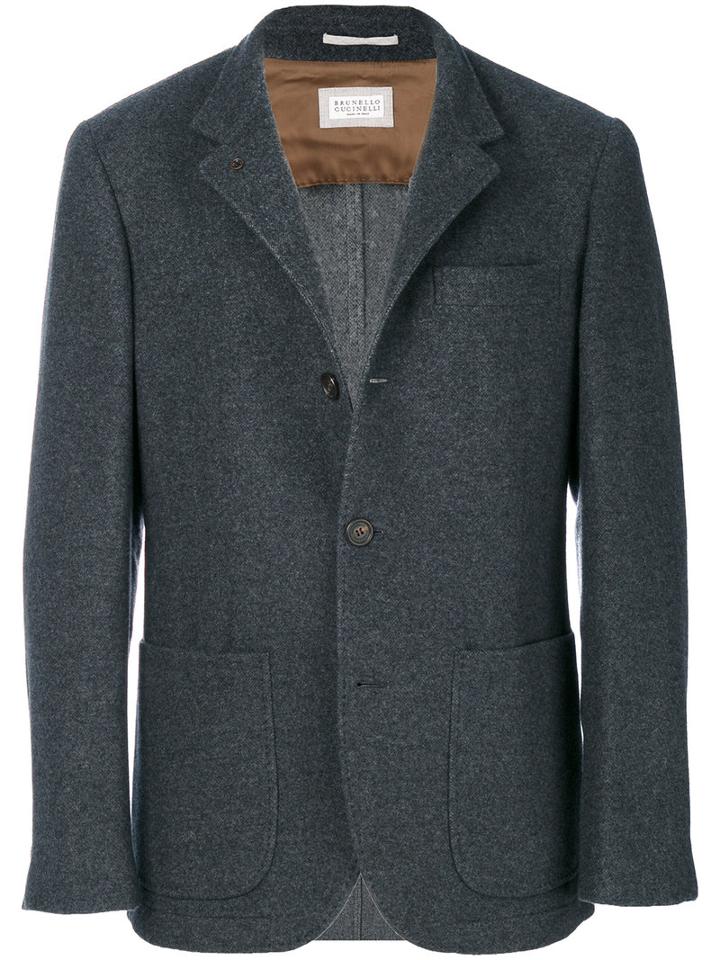 Brunello Cucinelli - Patch Pocket Blazer - Men - Cotton/cupro/cashmere - Xxl, Grey, Cotton/cupro/cashmere