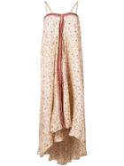 Mes Demoiselles Floral Print Asymmetric Hem Dress - Nude & Neutrals