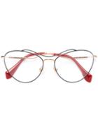 Miu Miu Eyewear Cat Eye Glasses, Grey, Acetate/metal
