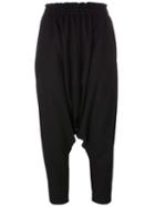 Yohji Yamamoto Drop-crotch Cropped Trousers, Women's, Size: 2, Black, Wool