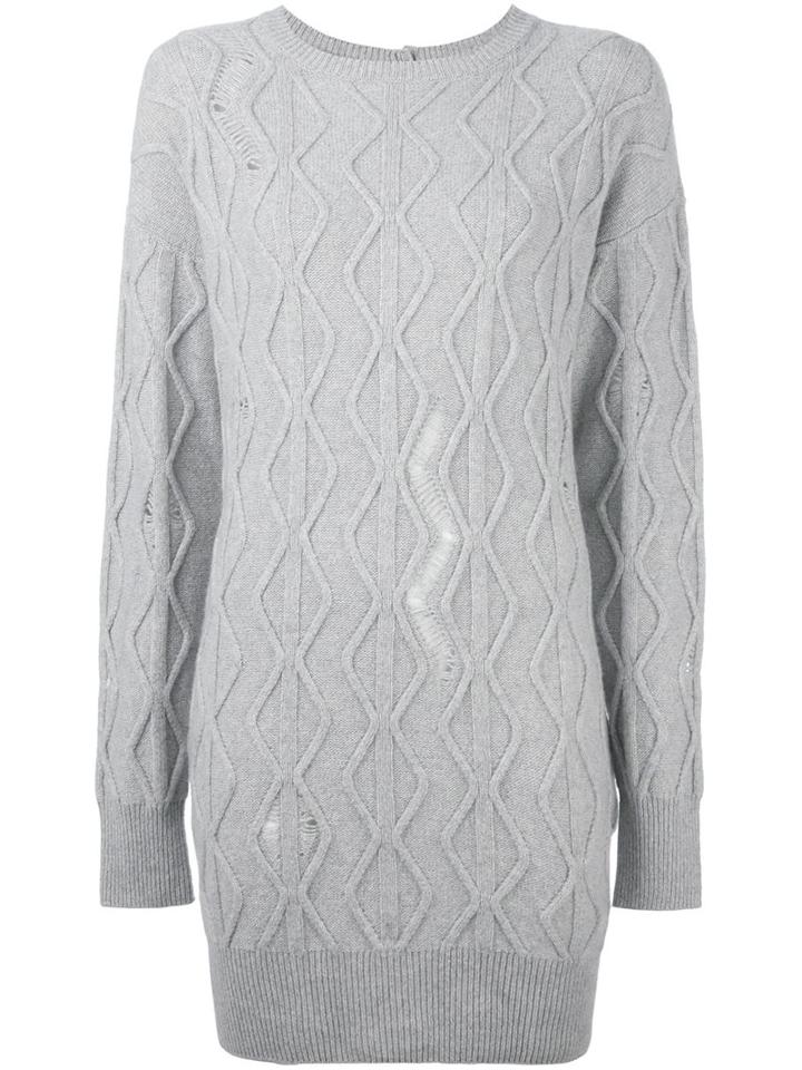 Stella Mccartney Distressed Cable Knit Jumper, Women's, Size: 40, Grey, Cashmere/wool