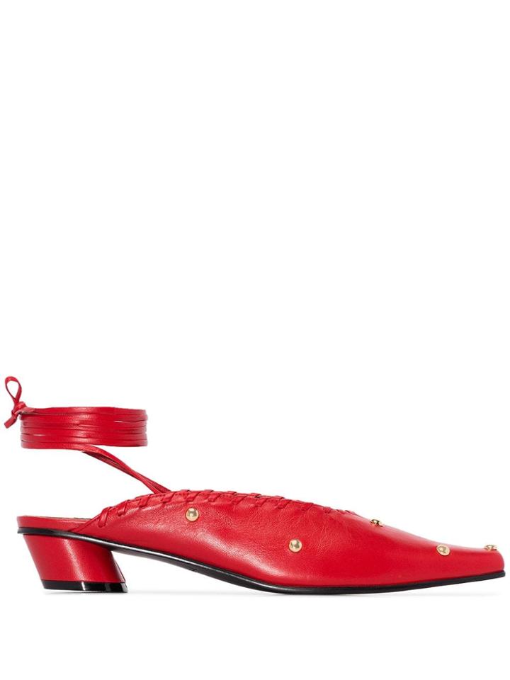 Reike Nen Sue 30mm Ankle-tie Mules - Red