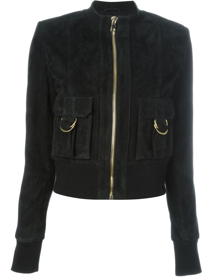 Balmain Zipped Leather Jacket, Women's, Size: 38, Black, Cotton/lamb Skin/viscose