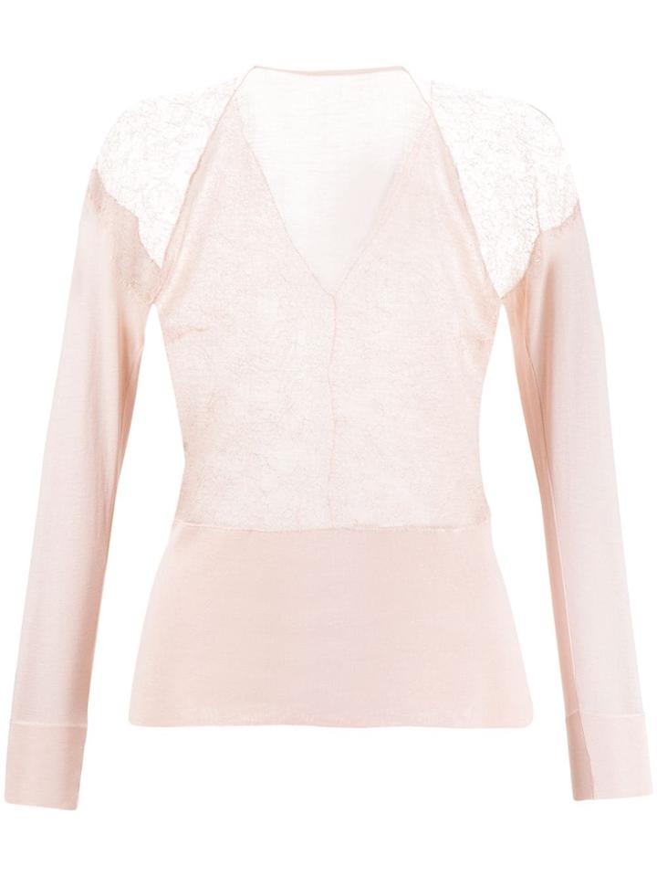 Gianfranco Ferre Vintage 1990's Lace Panel Top - Pink