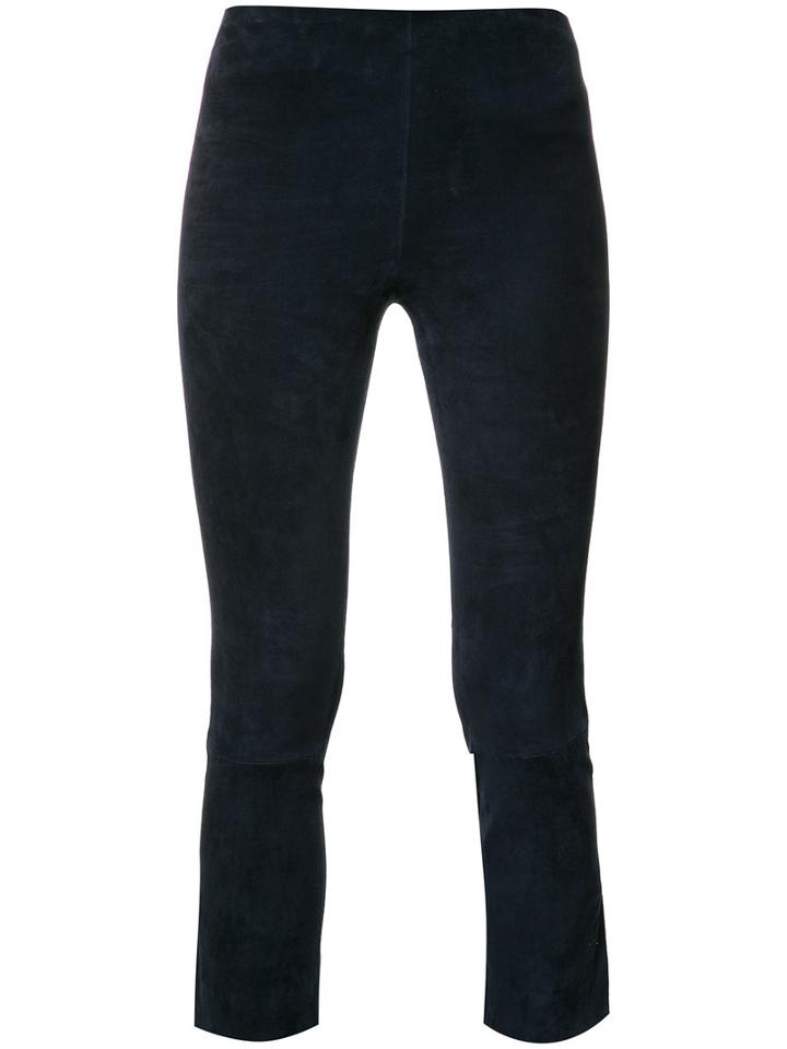 Vince - Cropped Leggings - Women - Lamb Skin - M, Blue, Lamb Skin
