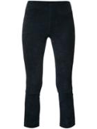 Vince - Cropped Leggings - Women - Lamb Skin - M, Blue, Lamb Skin