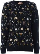 No21 Floral Jumper, Women's, Size: 36, Black, Polyamide/polyester/alpaca