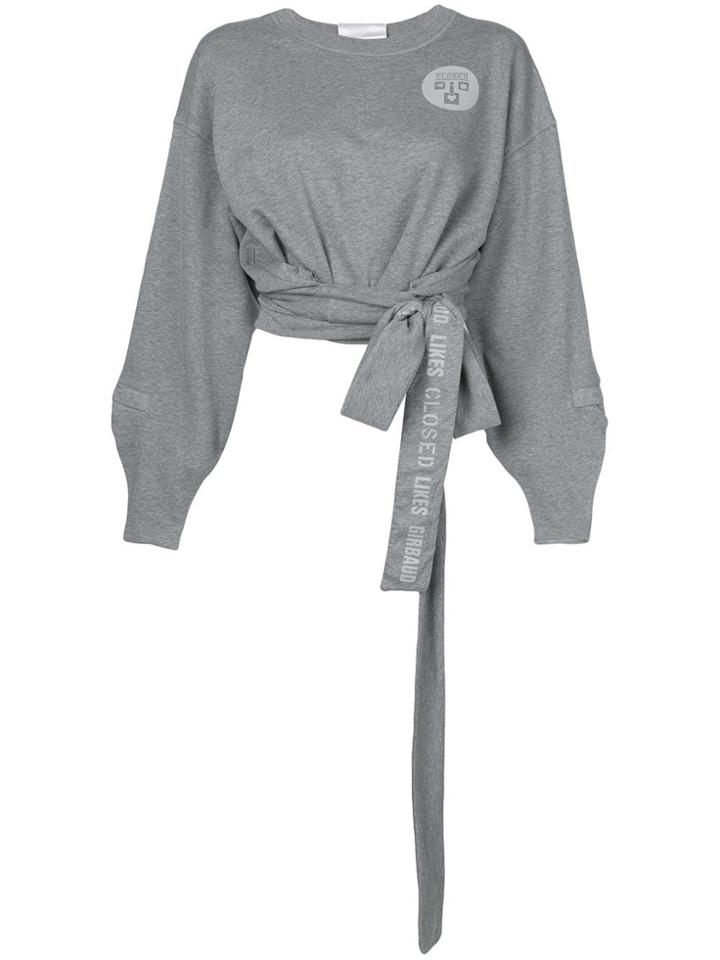 Closed Logo Waist-tied Sweater - Grey