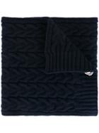 Moncler Cable Knit Scarf, Men's, Blue, Virgin Wool