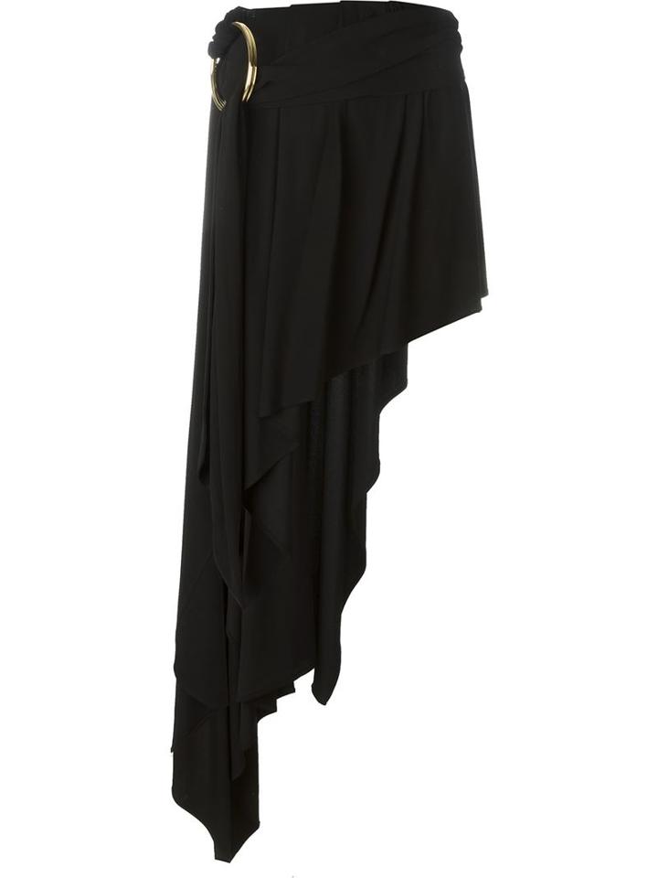 Anthony Vaccarello Draped Asymmetric Skirt, Women's, Size: 40, Black, Viscose/spandex/elastane/zamac