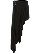 Anthony Vaccarello Draped Asymmetric Skirt, Women's, Size: 40, Black, Viscose/spandex/elastane/zamac