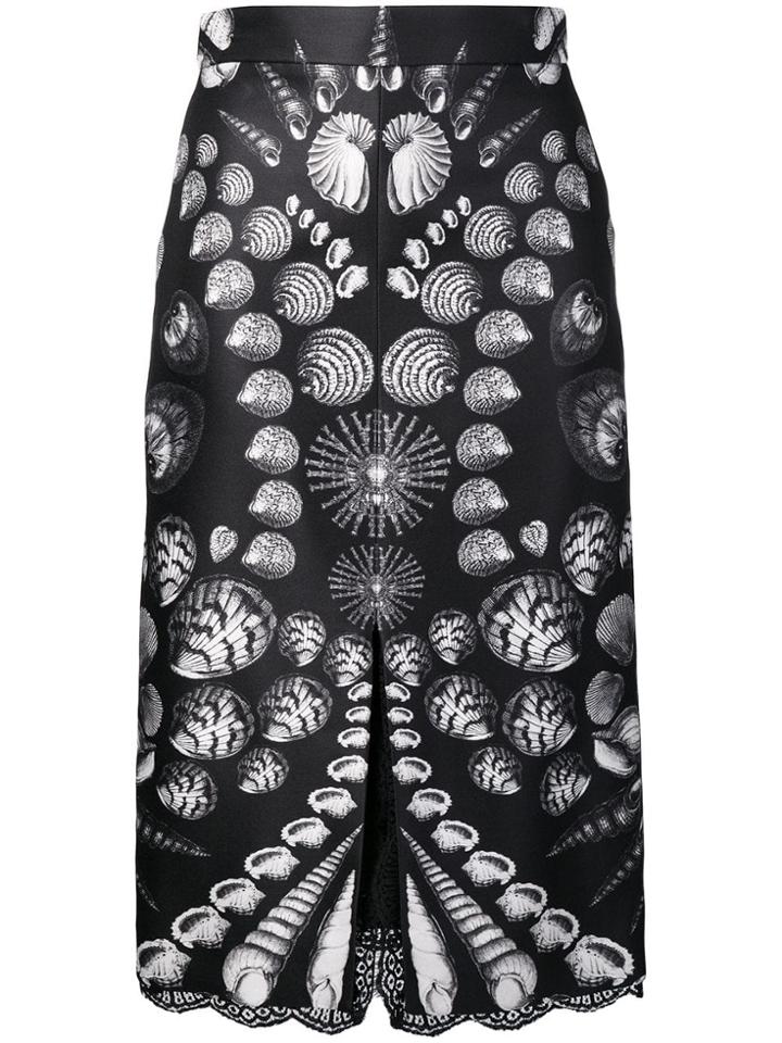 Alexander Mcqueen Shell Print Skirt - Black
