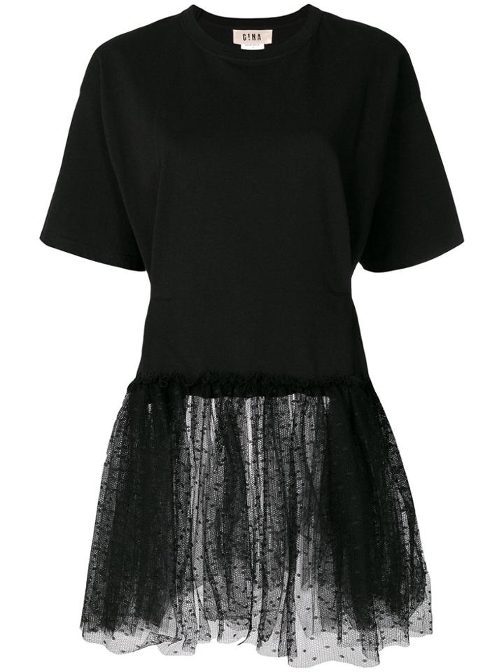 Gina Tulle Hem T-shirt - Black