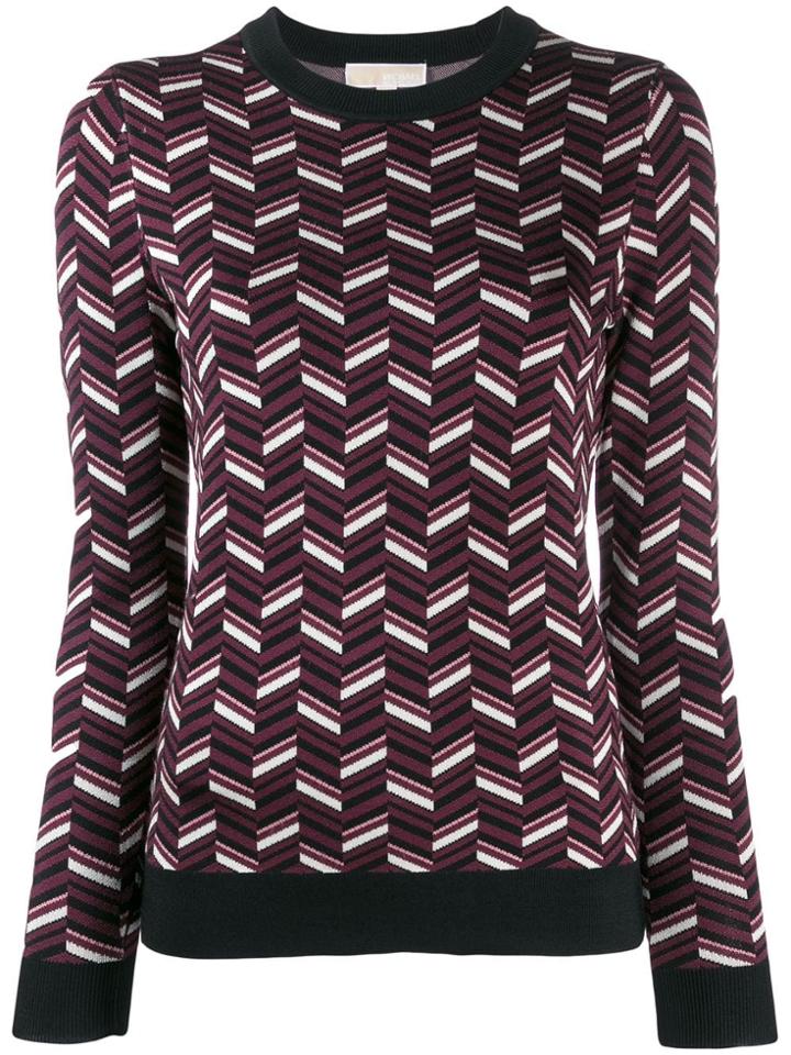Michael Michael Kors Patterned Crew Neck Sweater - Red