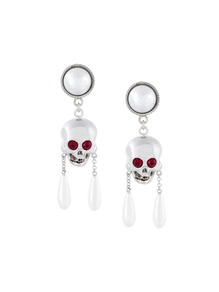 Moschino Skull Drop Clip-on Earrings - Multicolour