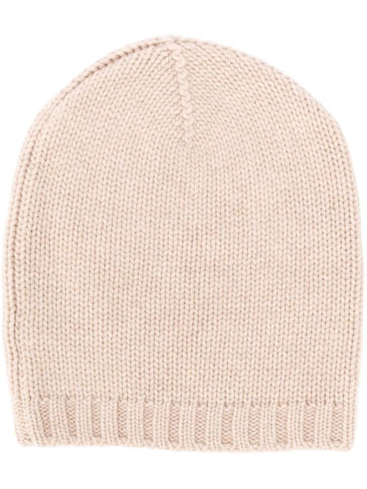 Lamberto Losani Ribbed Knit Beanie - Neutrals