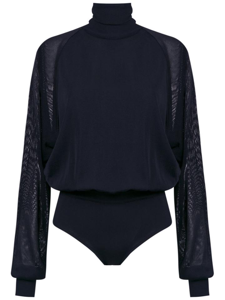 Egrey Ribbed High Neck Bodysuit - Blue
