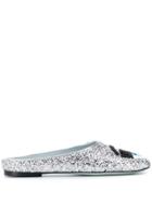 Chiara Ferragni Flirting Glitter Mules - Silver