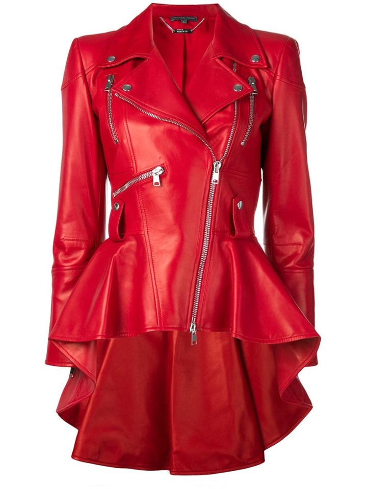 Alexander Mcqueen Peplum Biker Jacket - Red
