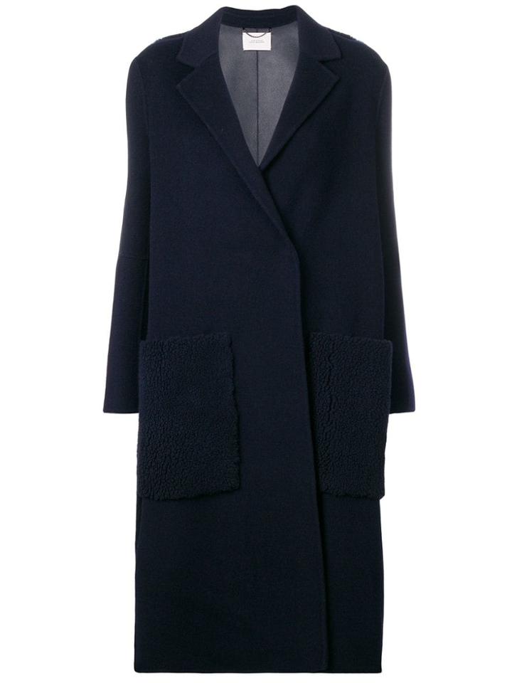 Dorothee Schumacher Shearling Pocket Coat - Blue