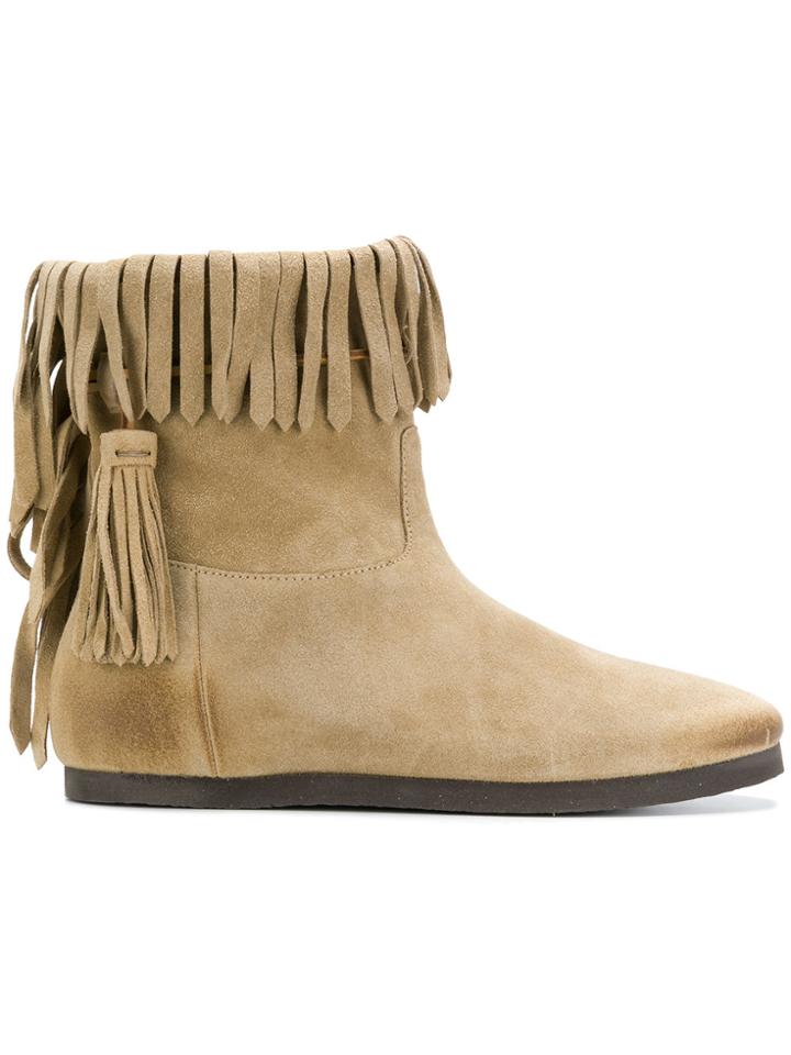 Twin-set Fringed Ankle Boots - Nude & Neutrals