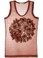 Comme Des Garçons Vintage Appliquée Sheer Tank - Brown
