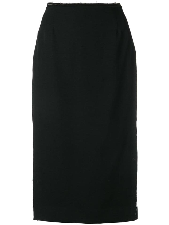 Comme Des Garçons Waist High Split Pencil Skirt - Black