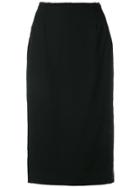 Comme Des Garçons Waist High Split Pencil Skirt - Black