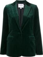 Frame Denim Single Breasted Velvet Jacket, Women's, Size: Large, Green, Cotton/polyester/spandex/elastane/lyocell